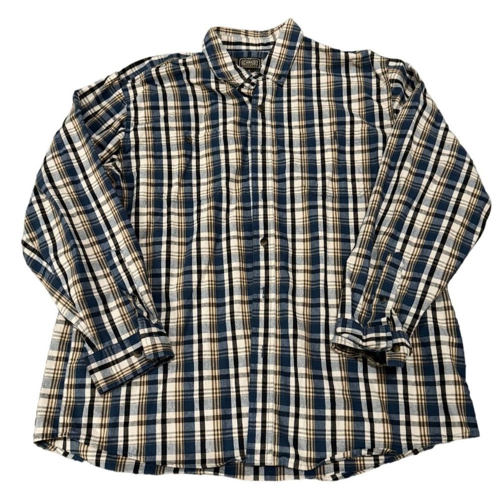 SCHMIDT WORKWEAR PLAID LONG SLEEVE BUTTON UP SHIRT SIZE‎ XL | E2